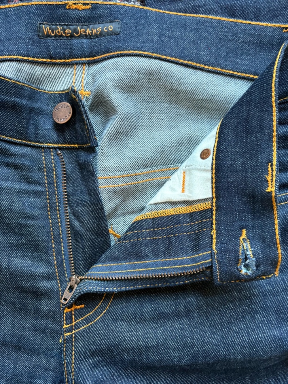 Thin Finn Nudie Jeans Dark Blue Slim Straight Denim - Picture 3 of 7